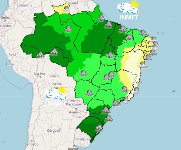 pancadas de chuva de norte a sul nesta quarta-feira