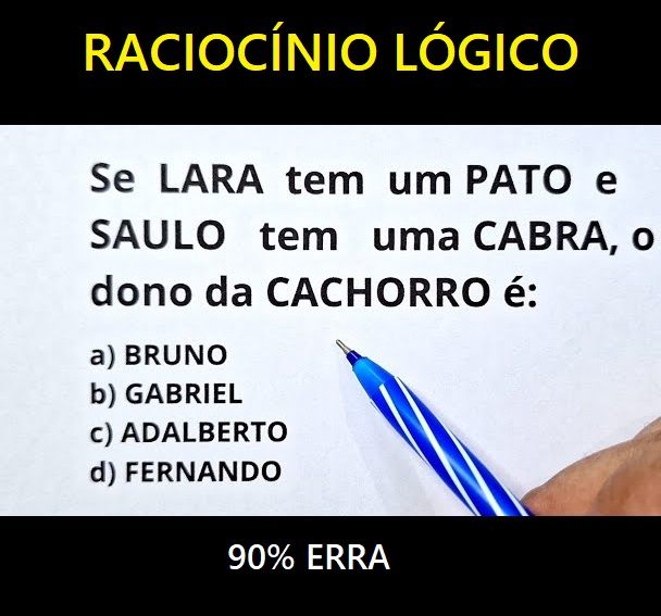 Se Lara tem um Pato e Saulo tem uma Cabra, o dono do cachorro é?