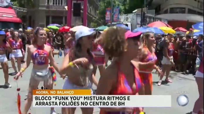 Bloco de funk arrasta foliões por avenida no centro de Belo Horizonte