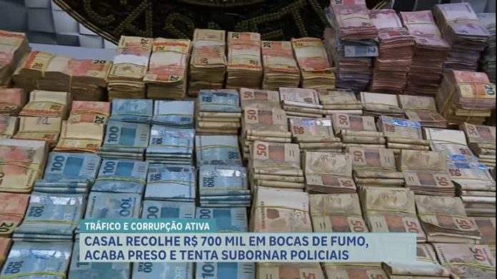 Casal suspeito de tráfico de drogas é preso com R$ 700 mil em dinheiro e tenta subornar PMs em BH