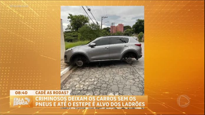 Criminosos roubam rodas e pneus de carros estacionados na rua - RecordTV