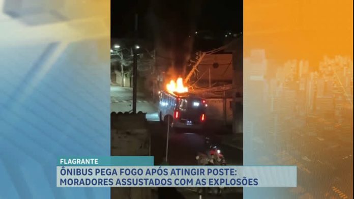 Incêndio deixa ônibus carbonizado e cerca de 1.000 moradores sem energia em BH