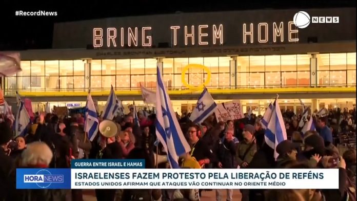 Israelenses fazem protesto pela libertação de reféns sob o poder do Hamas - Notícias