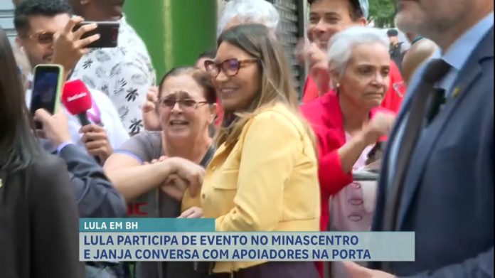 Lula chega para evento em BH e Janja conversa com apoiadores na porta