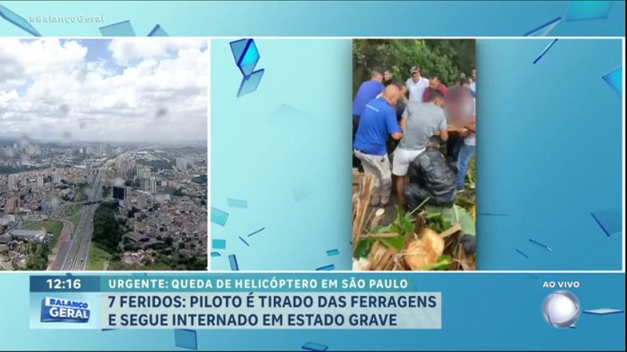 Piloto de helicóptero que caiu em SP é resgatado das ferragens e segue internado - RecordTV