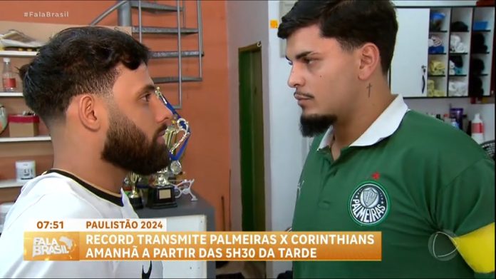 Sósias de Gustavo Gómez e Yuri Alberto tem encontro inusitado antes do clássico entre Palmeiras e Corinthians - Fala Brasil