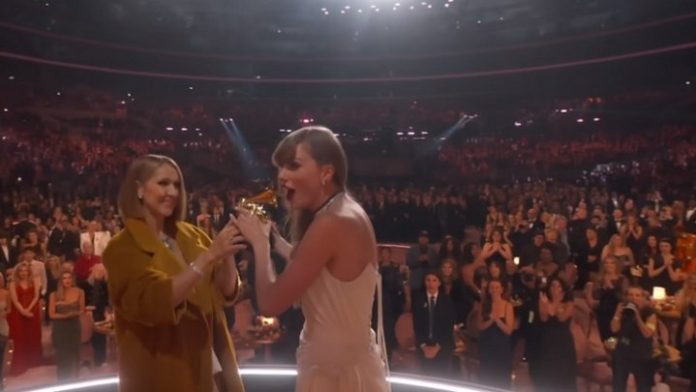 Taylor Swift sofre críticas por suposta esnobada em Celine Dion durante entrega do Grammy