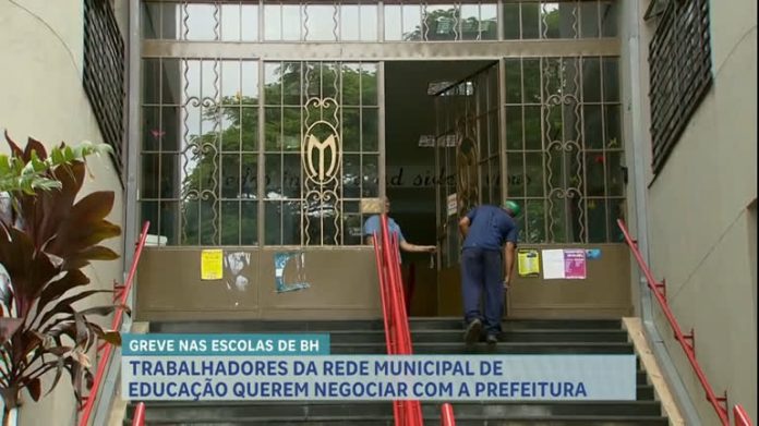 Trabalhadores da rede municipal de educação entram em greve, em BH