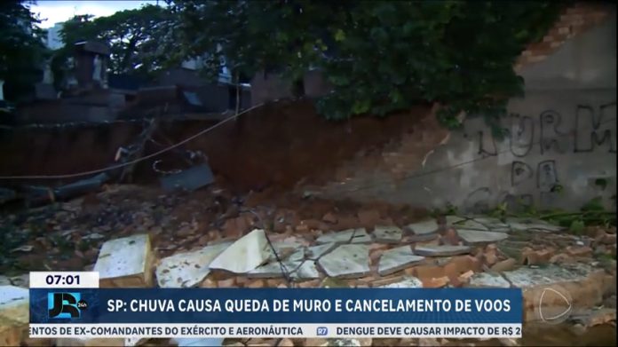 Chuva em São Paulo causa queda de muro de cemitério e cancelamento de voos - JR 24H