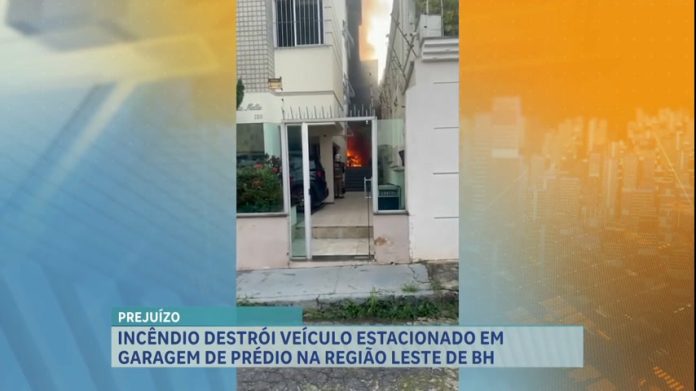 Incêndio destrói veículo estacionado em garagem de prédio na região leste de BH