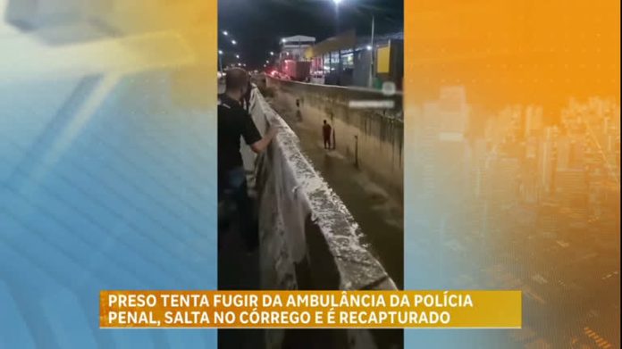 Preso foge de ambulância da Polícia Penal e pula dentro de córrego em MG