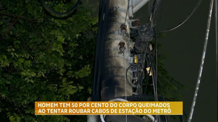 Suspeito tem 50% do corpo queimado após tentar roubar cabos de estação em BH